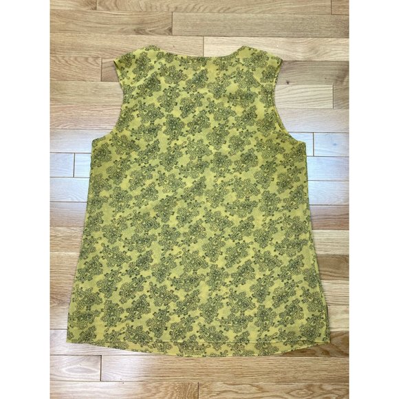 *CAbi #3617 Paisley Blouse Top Womens Medium Mustard Yellow Keyhole Sleeveless - Picture 6 of 7